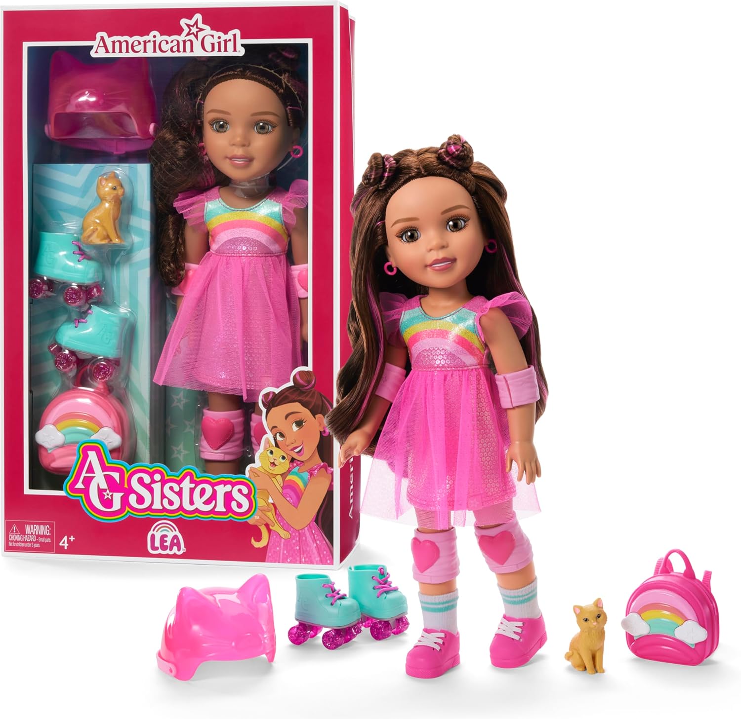 Lea Doll with Hazel Eyes and Hot-Pink Highlights for Kids