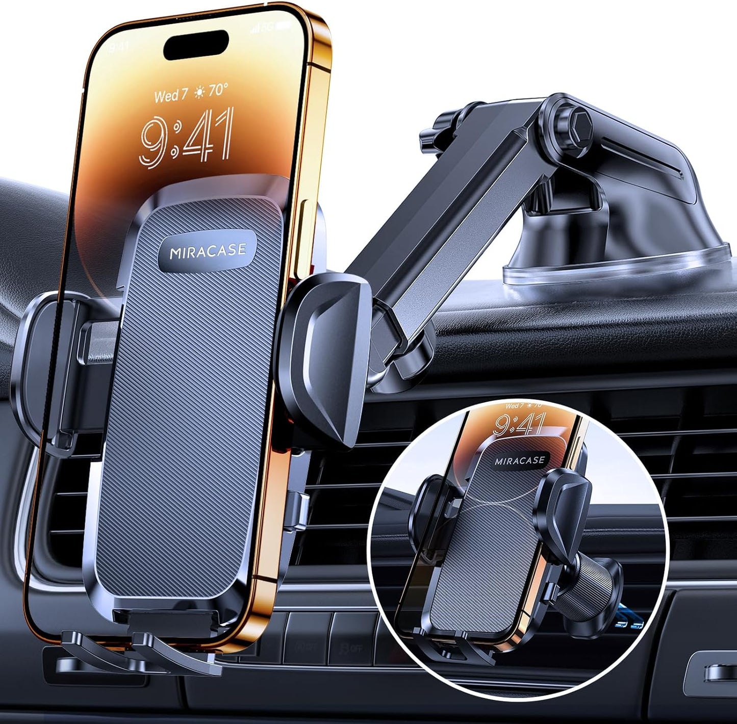 Miracase 3-in-1 Car Phone Mount - Heavy Phone Friendly!