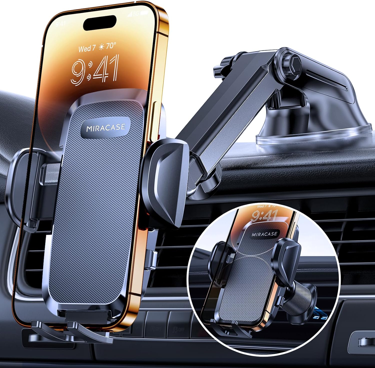 Miracase 3-in-1 Car Phone Mount - Heavy Phone Friendly!