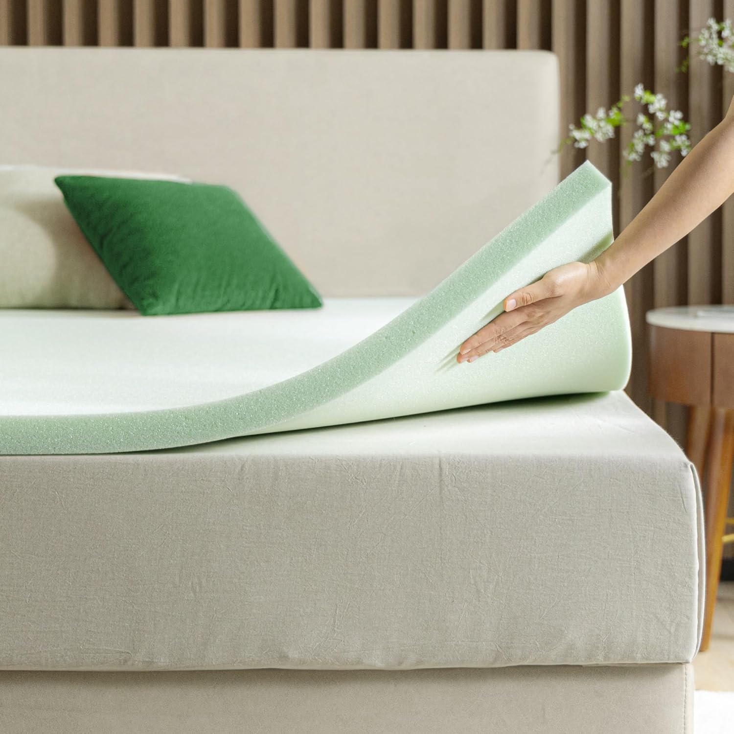 ZINUS Green Tea Memory Foam Mattress Topper for Comfort Relief