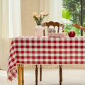Buffalo Plaid Rectangle Tablecloth 55x120 in - Rustic Red & White