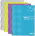 Graph Paper Notebook (4 Pack) Grid Notebook - Durable Quad Ruled Pads