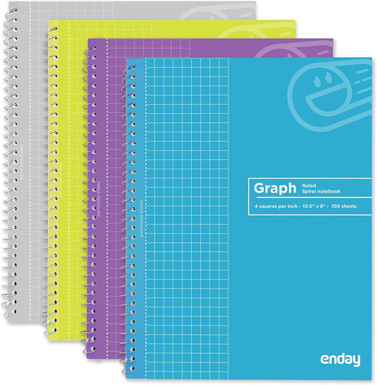 4 Pack Quad Ruled Graph Notebook Set - Enday