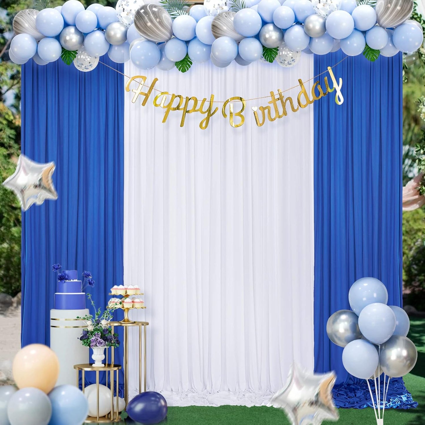 Royal Blue&White Party Backdrop Set - Transform Your Events!