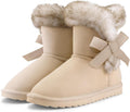 Girls Snow Boots with Lace-Up Bow - Warm Fur Lined Comfort