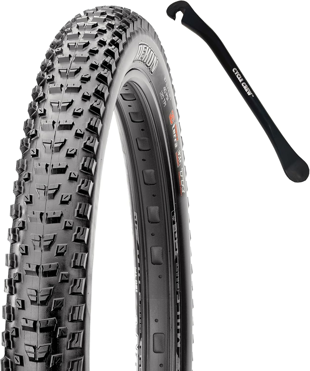 MAXXIS Rekon Mountain Bike Tire Bundle with Tire Lever for Trails