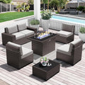 Comfortable 7 Piece Patio Furniture Set with Fire Pit Included