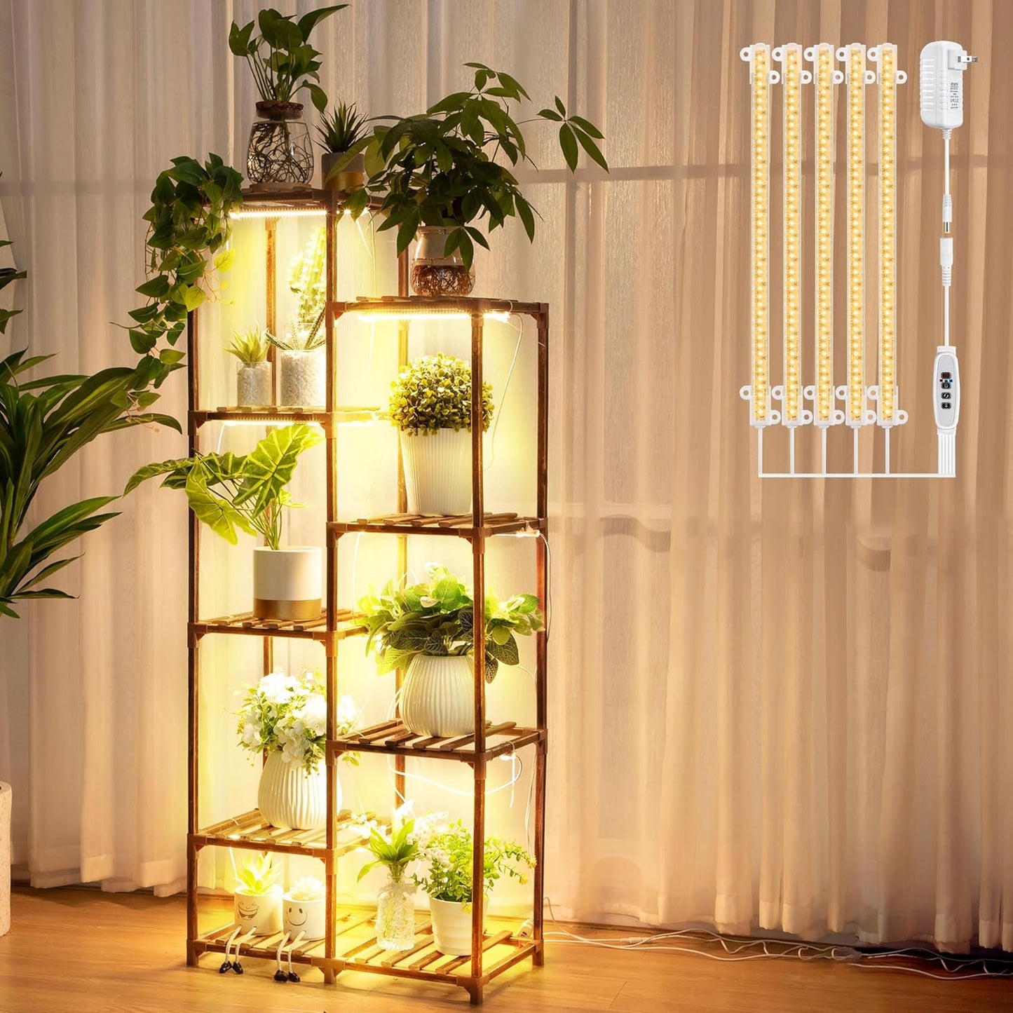 Dreyoo 8 Tiered Plant Stand with Grow Light for Indoor Plants