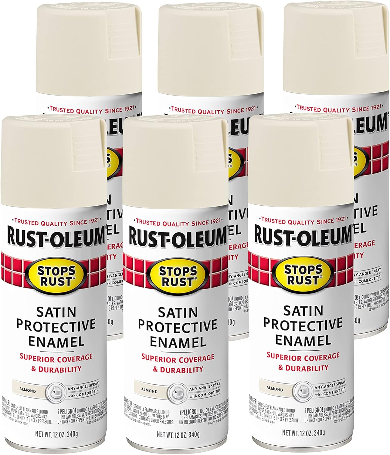 Rust-Oleum Stops Rust Spray Paint 12 Oz Satin Almond 6 Pack