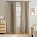 Pleated Blackout Curtain Drapes 95in Length - Energy Saving Khaki