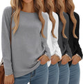 Women Long Sleeve Tops 4-Pack - Casual Loose Fit Basic Crew Neck