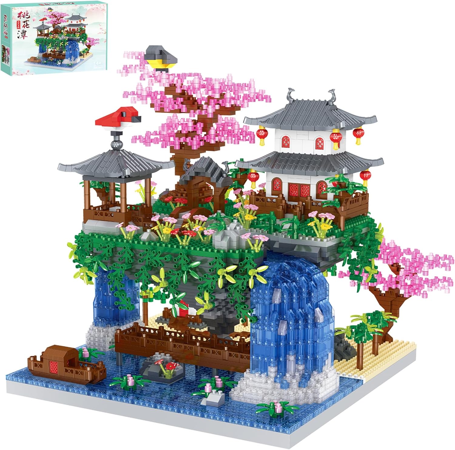 3600PCS Micro Mini Blocks Peach Blossom Pond by SAMYBLOCKS