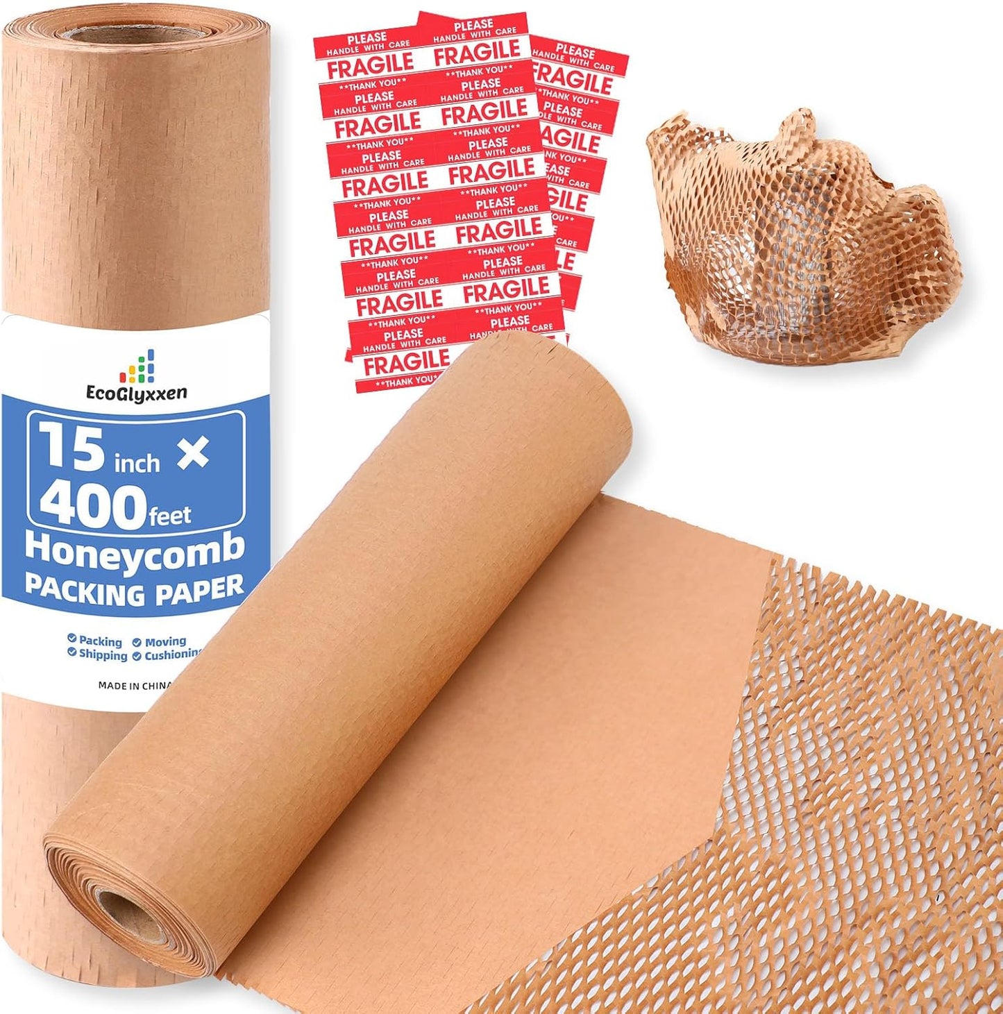 Honeycomb Packing Paper 15in x 400ft - Eco-Friendly Cushioning