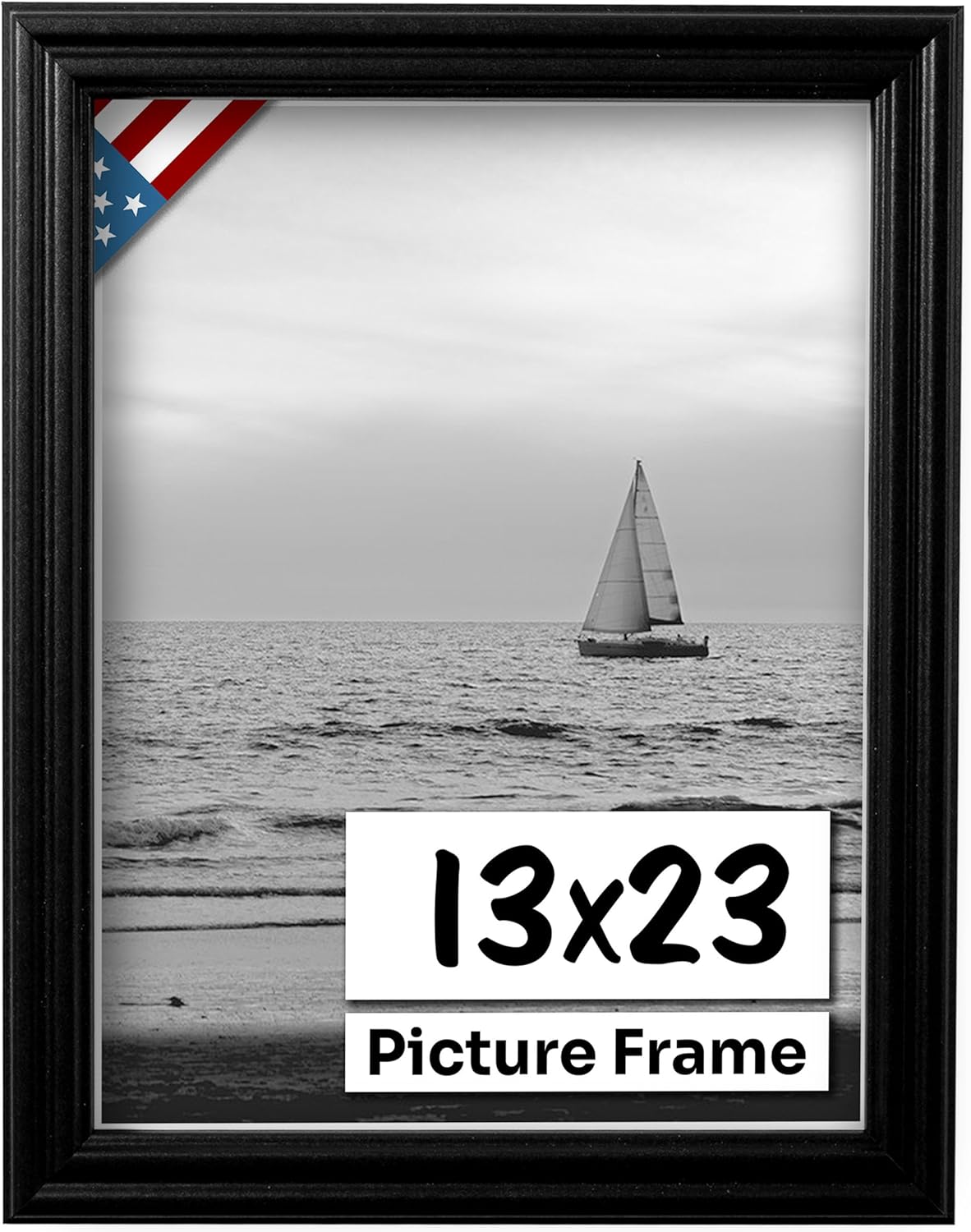 Black 13x23 Picture Frame - Handmade Solid Wood Wall Decor