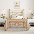 Twin Metal Platform Bed Frame with Headboard and Footboard - Gold