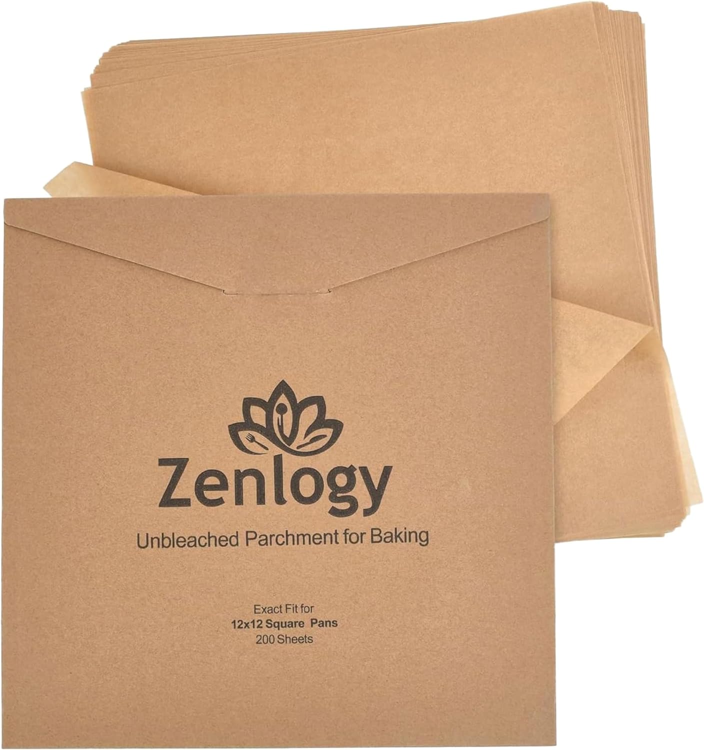Zenlogy Parchment Paper: Non-stick, High Heat, 12x12 Pre-cut!