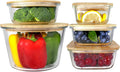 Glass Containers with Bamboo Lids for Food Storage and Meal Prep - Set