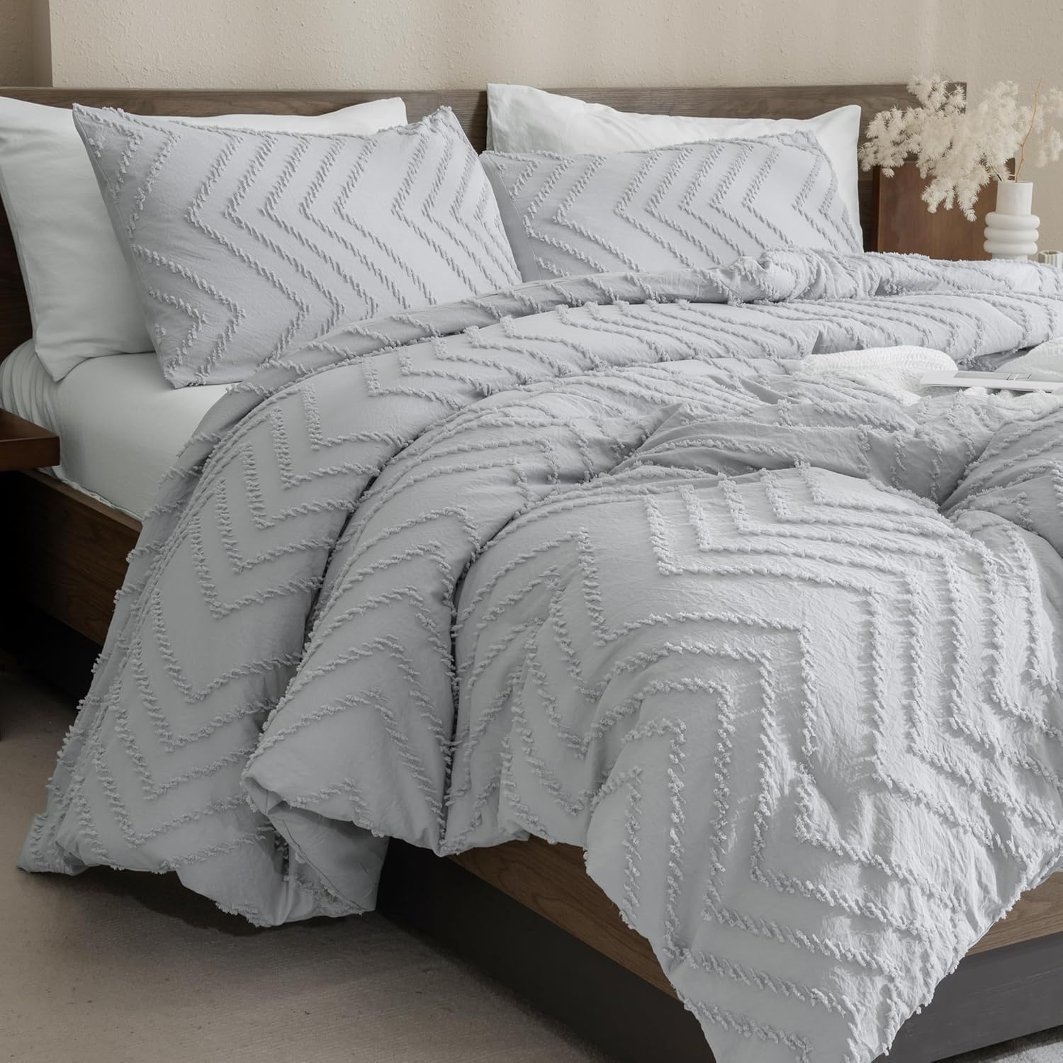 Silver Grey California King Comforter Set for Modern Bedding
