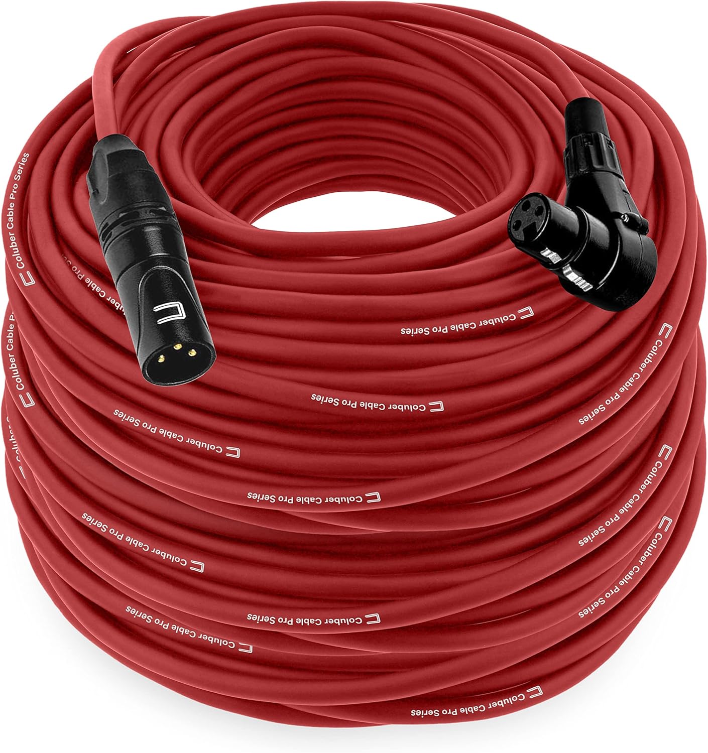 Balanced XLR Cable Male to Right Angle Female - 200 Feet Red