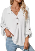 Astylish Women's Casual Button Down Ribbed Blouse - Cozy Fall Staple