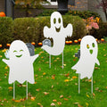 3 Pack Halloween Decorations Outdoor Metal Ghost Pumpkins Signs
