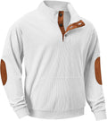 Men's Corduroy Stand Collar Pullover Sweatshirt - Button Neck