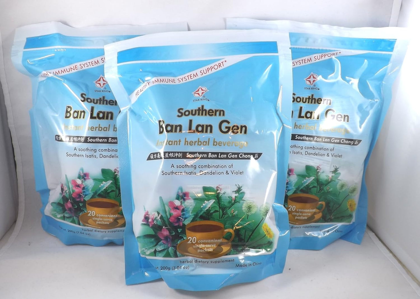 3 Pack Ban LAN Gen Chong Ji Instant Herbal Beverage Tea Drink