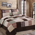Cozy Line Hand Piecing Patchwork Chocolate Plaid Quilt Set