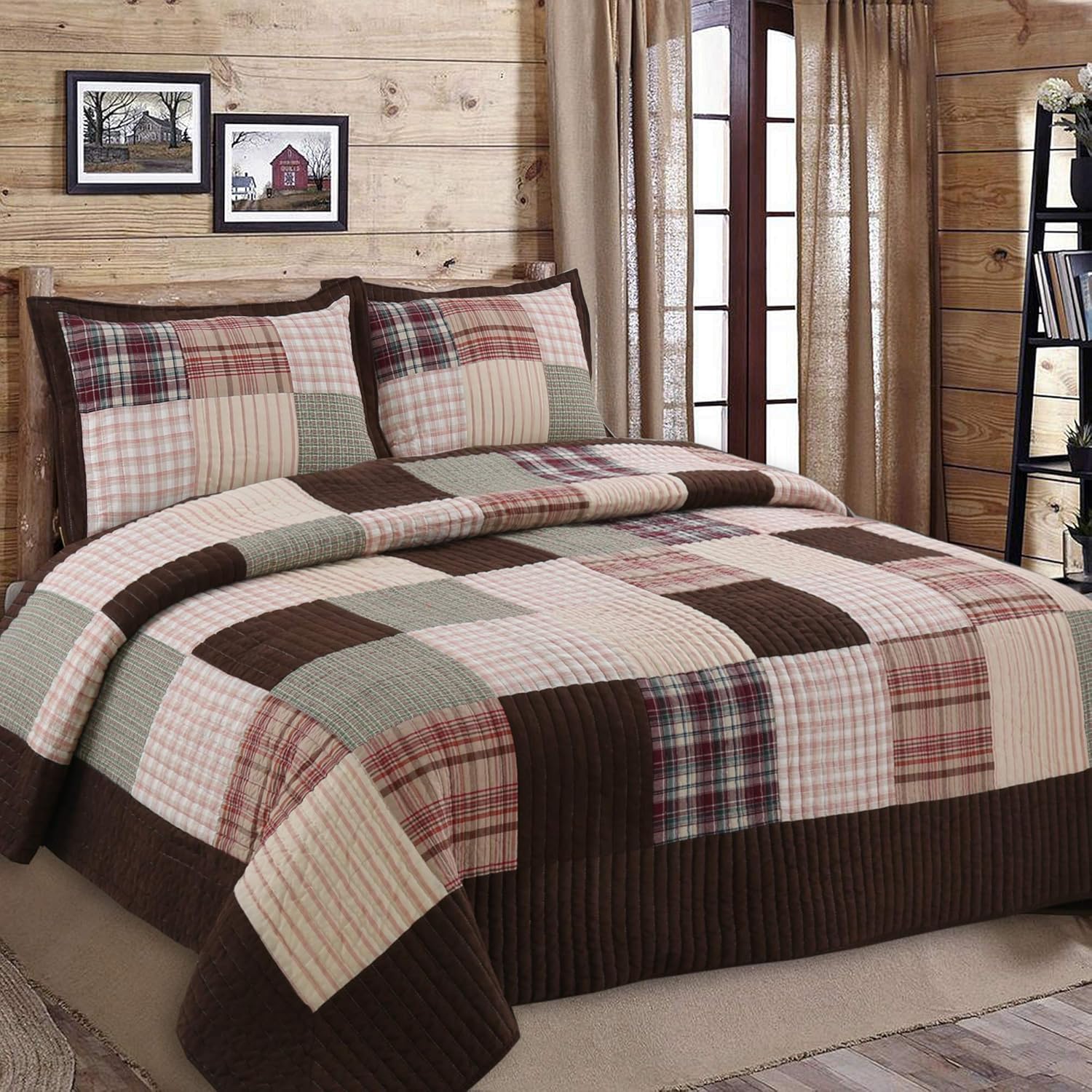 Cozy Line Home Fashions Brody Farmhouse Quilt Set for Queen Bed
