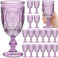 18 Pack Plastic Goblets 10oz Purple Vintage Embossed Party Glassware