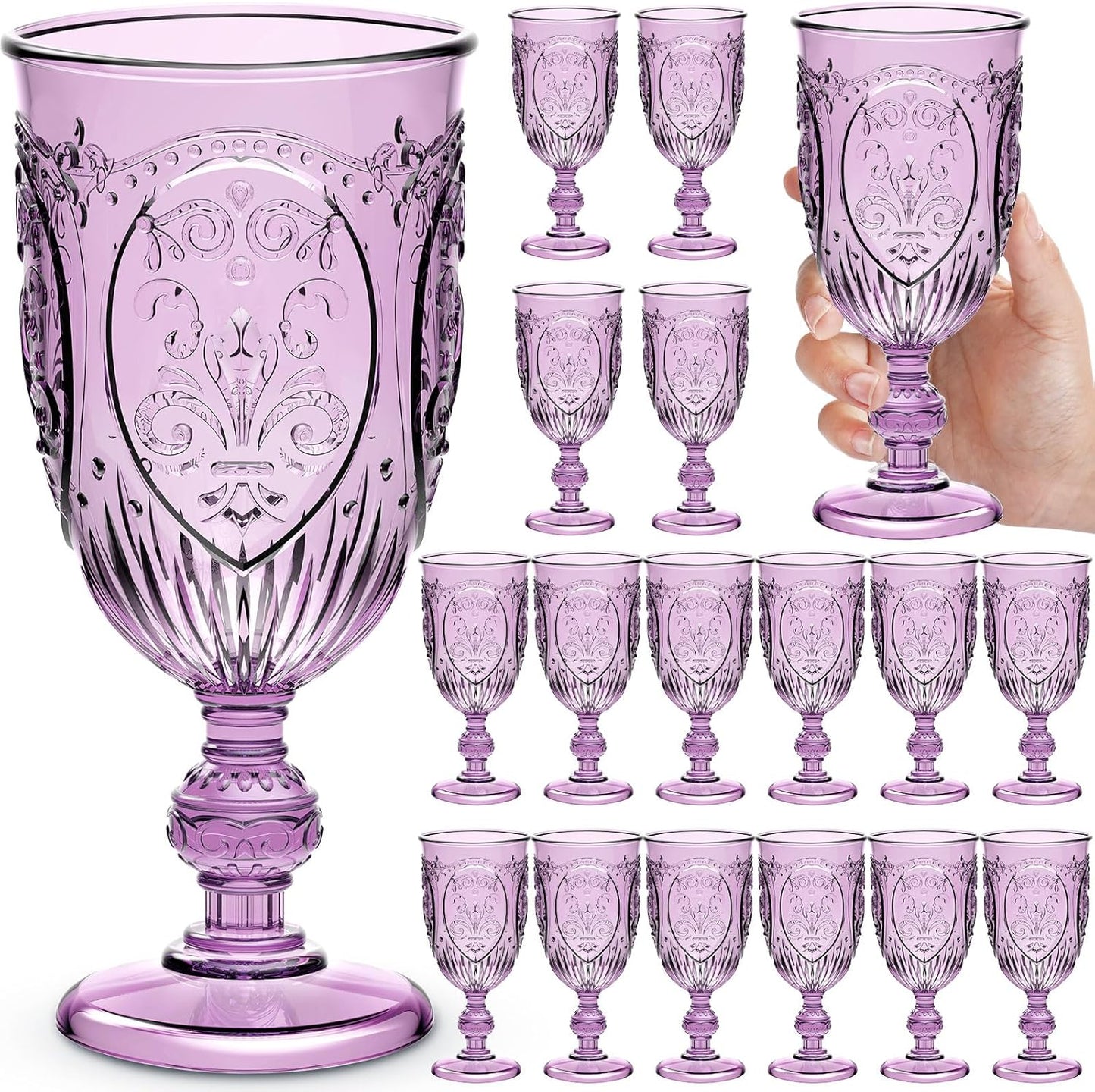 18 Pack Plastic Goblets 10oz for Parties and Celebrations