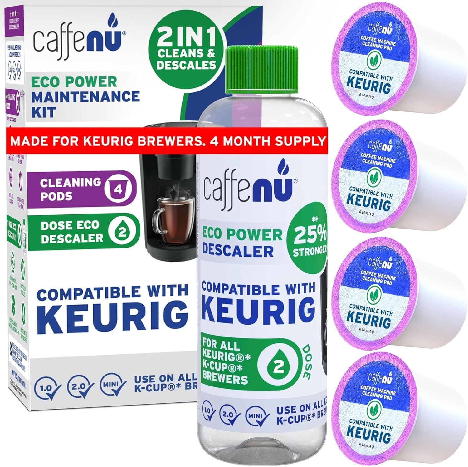 Better Coffee, 4x Cleaner Pods & Descaler