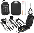 Camping Essentials Cookware Utensils Set - Portable 14-Piece Camp Kit
