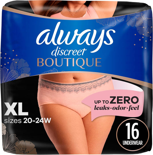 Always Discreet Boutique XL Incontinence Underwear, 16 Count