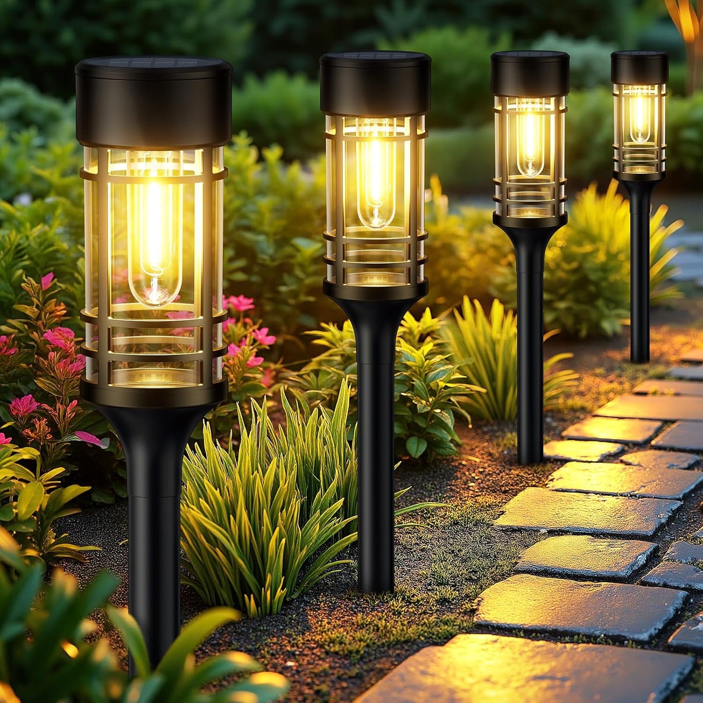 LETMY Solar Pathway Lights Outdoor - Bright & Waterproof Design