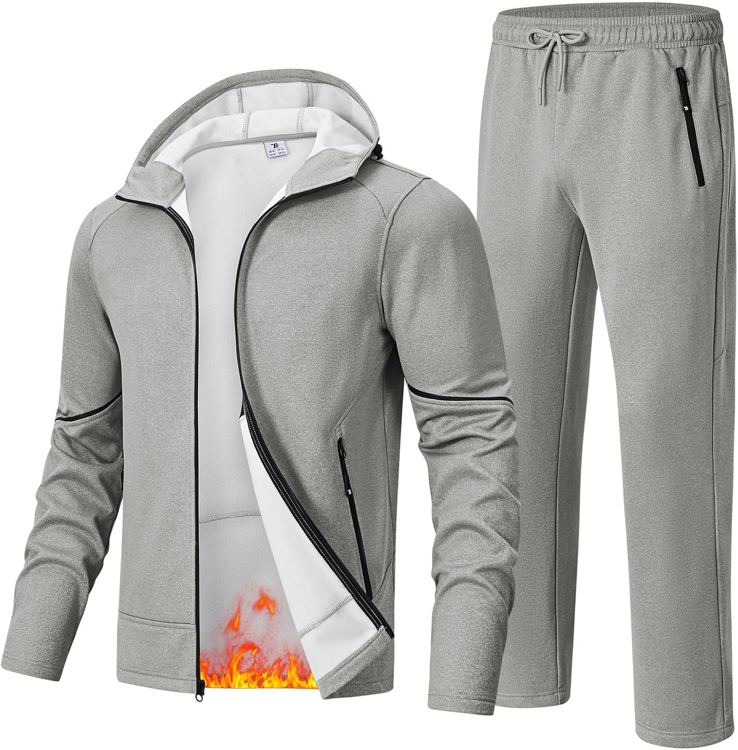 Rdruko Men's Fleece Track Sweat Suit for Winter Workouts