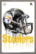 NFL Pittsburgh Steelers Drip Helmet Wall Poster with Frame