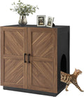Walnut Tall Cat Litter Box Enclosure with Double Entrances - Hidden