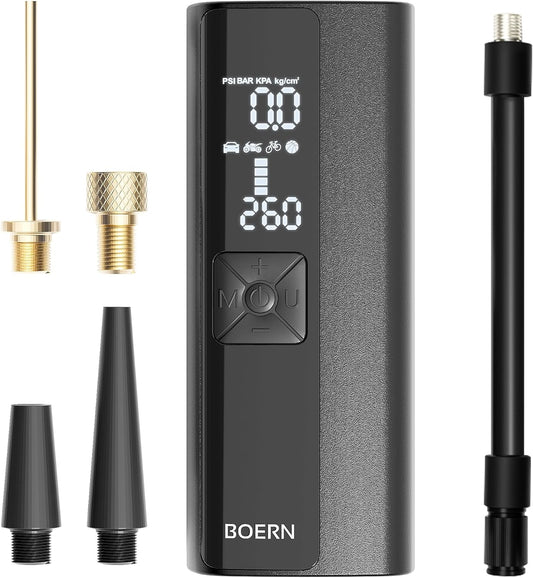 BOERN Portable Tire Inflator - Quick & Easy Auto-Shutoff Pump