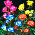 Solar Garden Rose Lights 4 Pack - 7-Color Changing Pathway Lights
