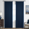 Navy Blue Blackout Curtains 90 in Length for Bedroom - Full Darkness