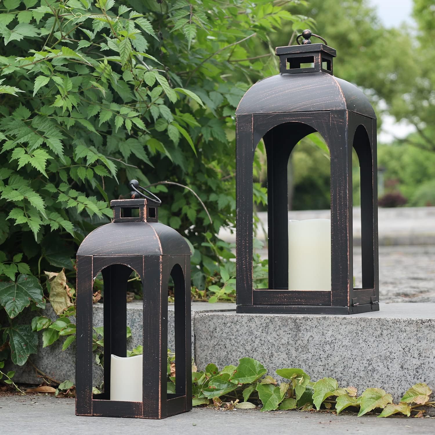 LED Lantern Decorative Outdoor Indoor Set of 2 for Home Decor