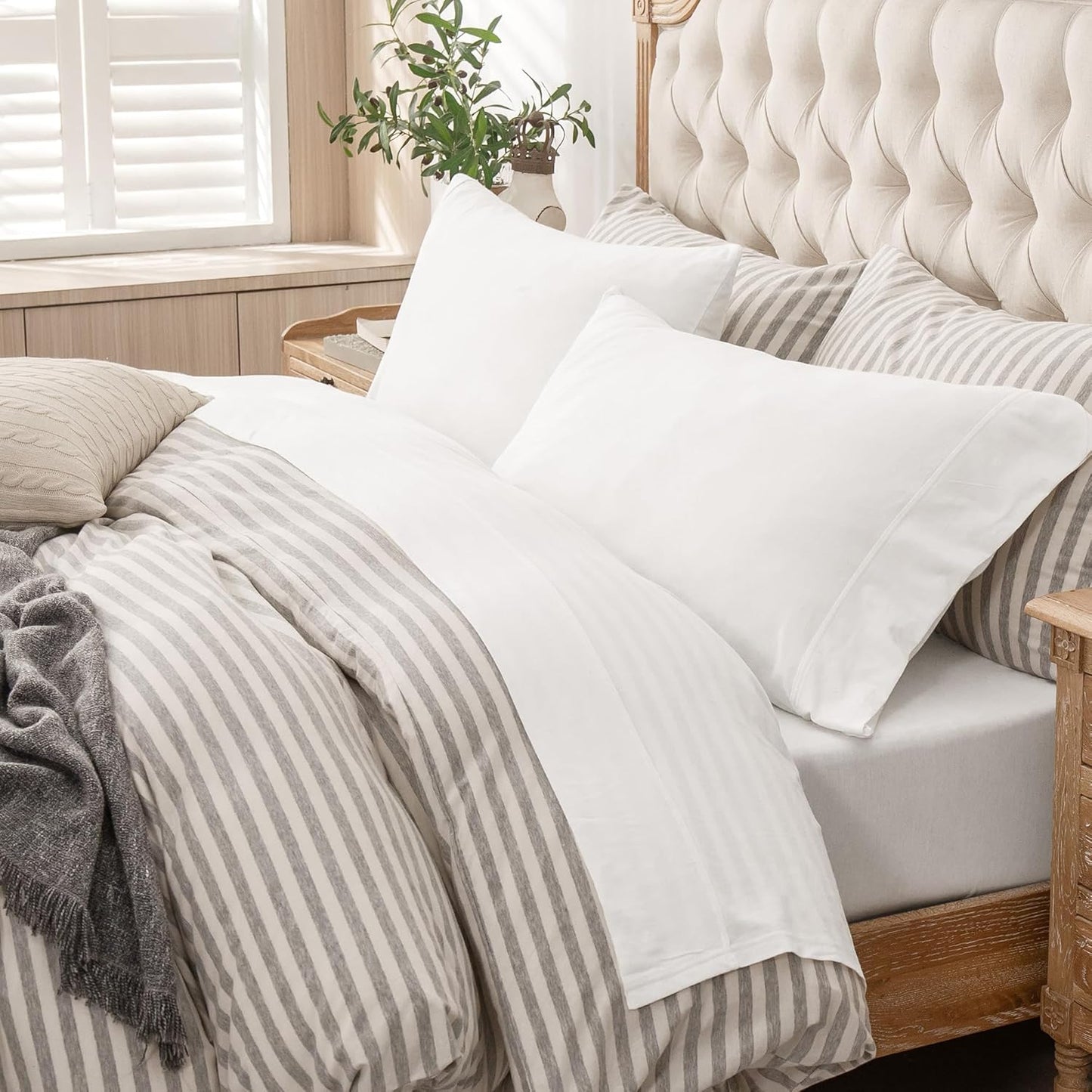 PURE ERA Jersey Knit Bed Sheet Set - Soft Cotton Comfort