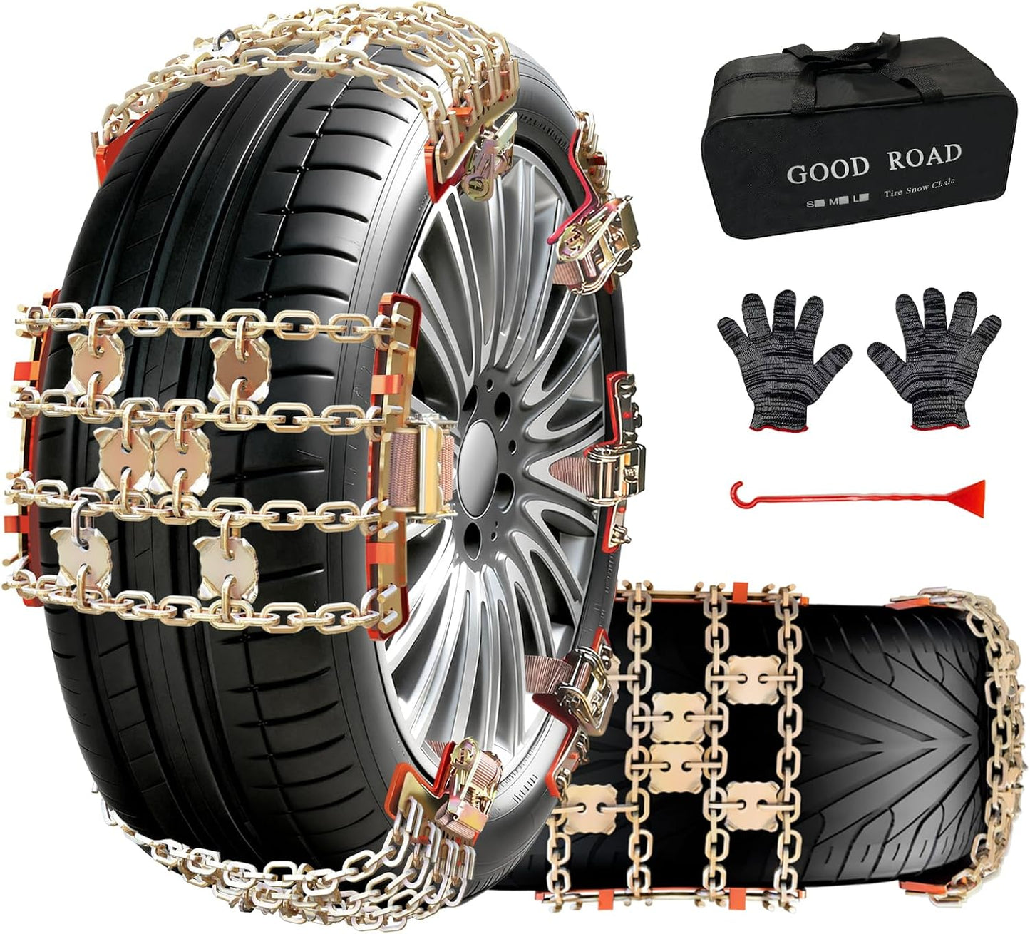 Adjustable Portable Emergency Tire Chains for Cars and SUVs