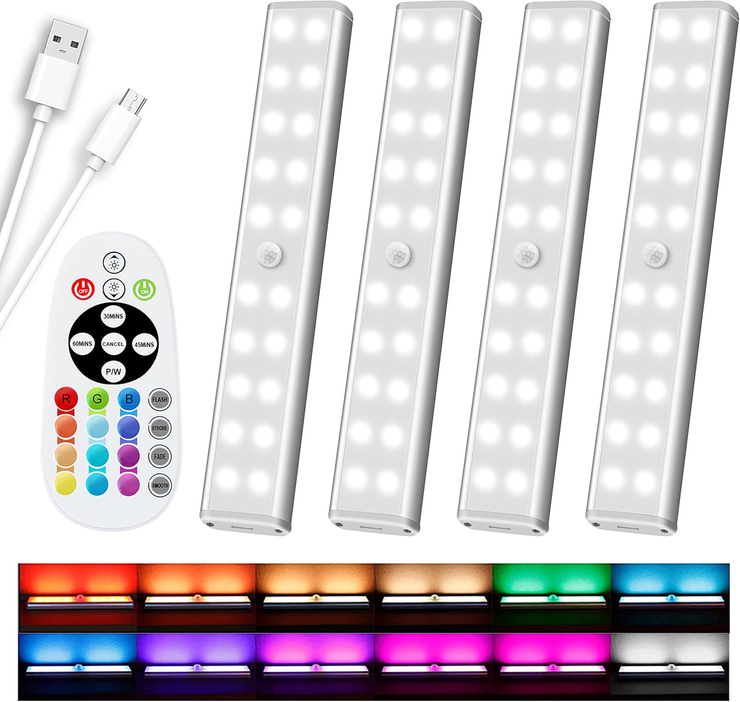 Diomart 48 LED Under Cabinet Lighting with Remote Control