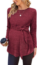 Maternity Long Sleeve Shirts for Pregnancy - Comfortable Ribbed Knit