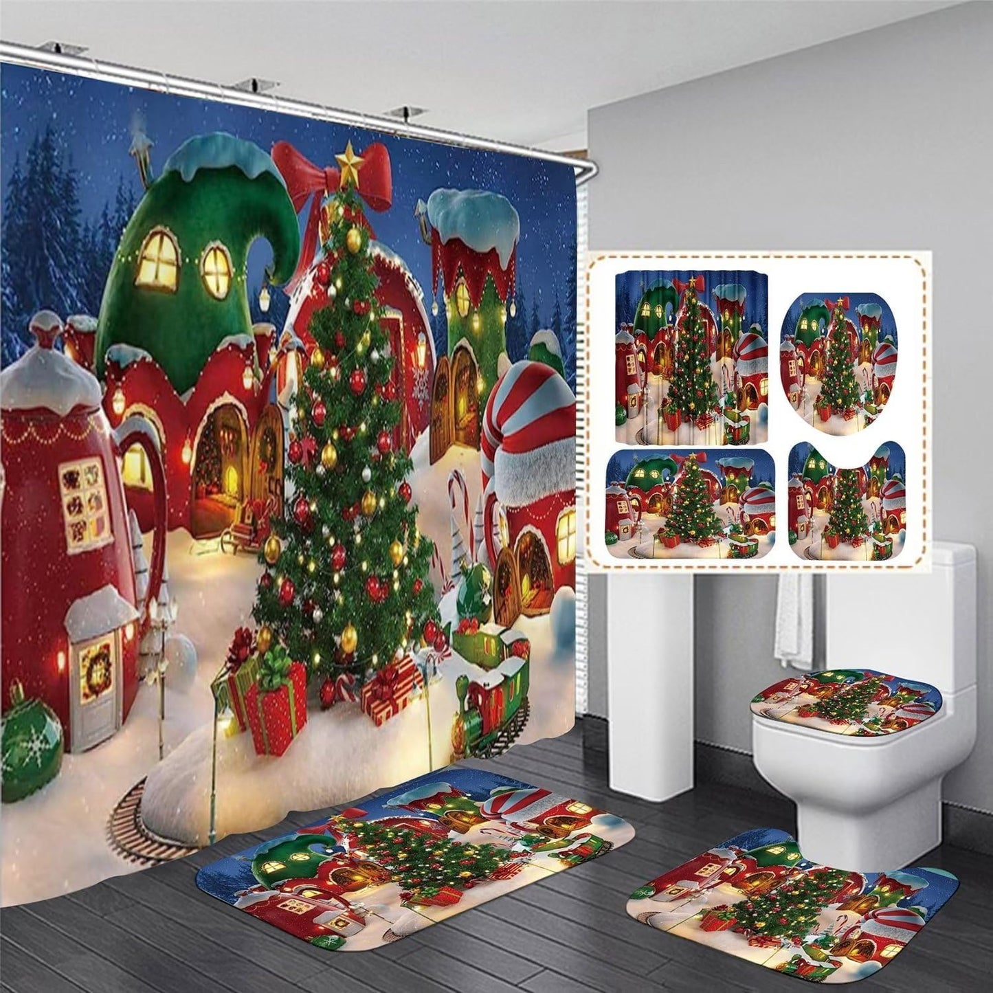 Colorful Christmas Shower Set - 4PCS Bundle