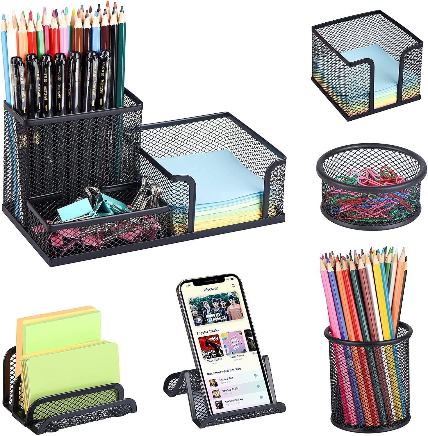 6-Piece Mesh Desk Organizer Set - Simplify Your Workspace