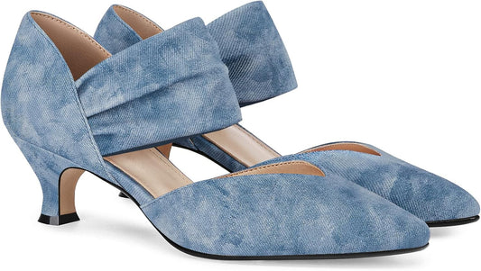 Coutgo Womens Low Kitten Heel Dress Shoes for Elegant Style