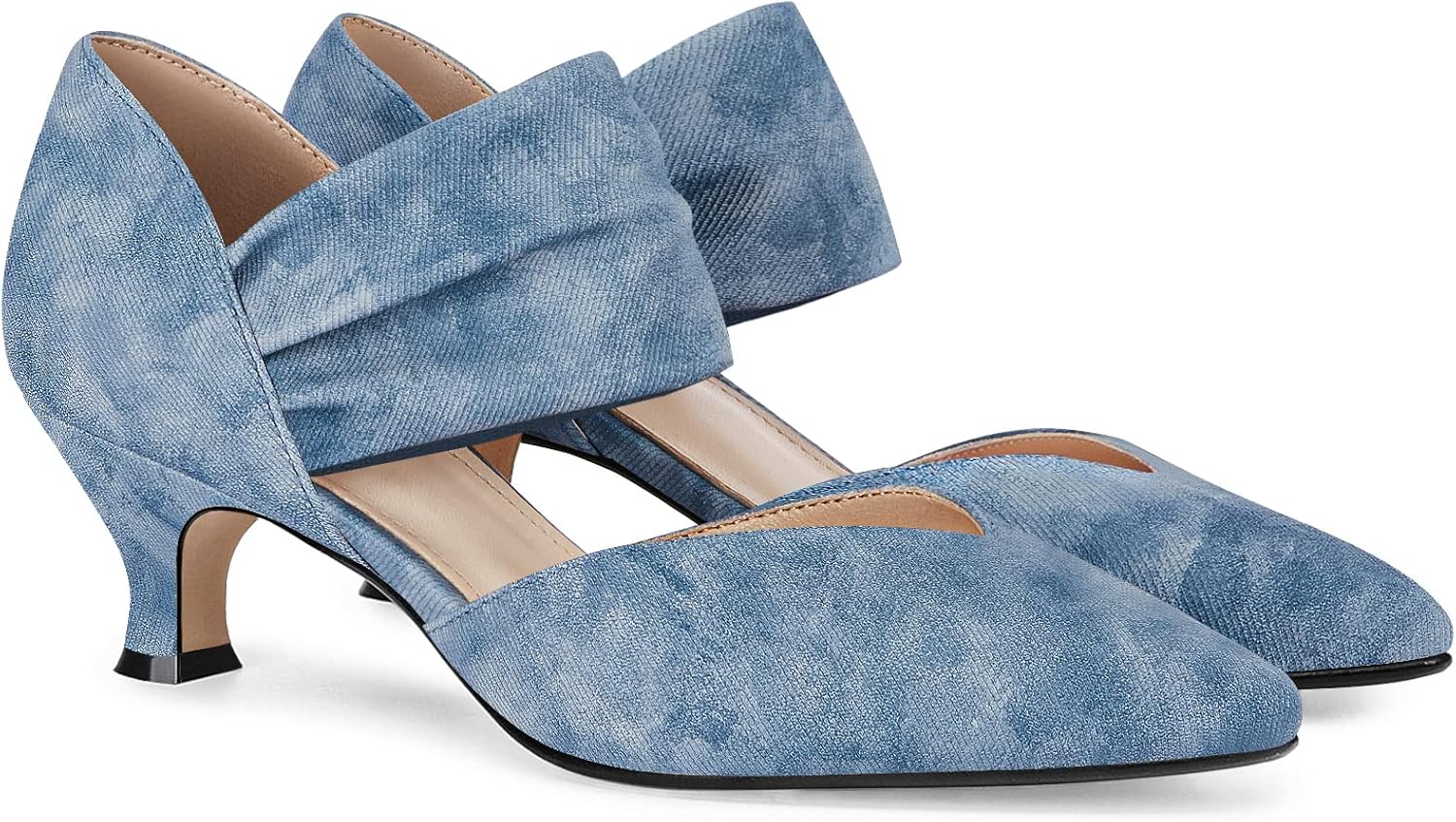 Coutgo Womens Low Kitten Heel Dress Shoes for Elegant Occasions